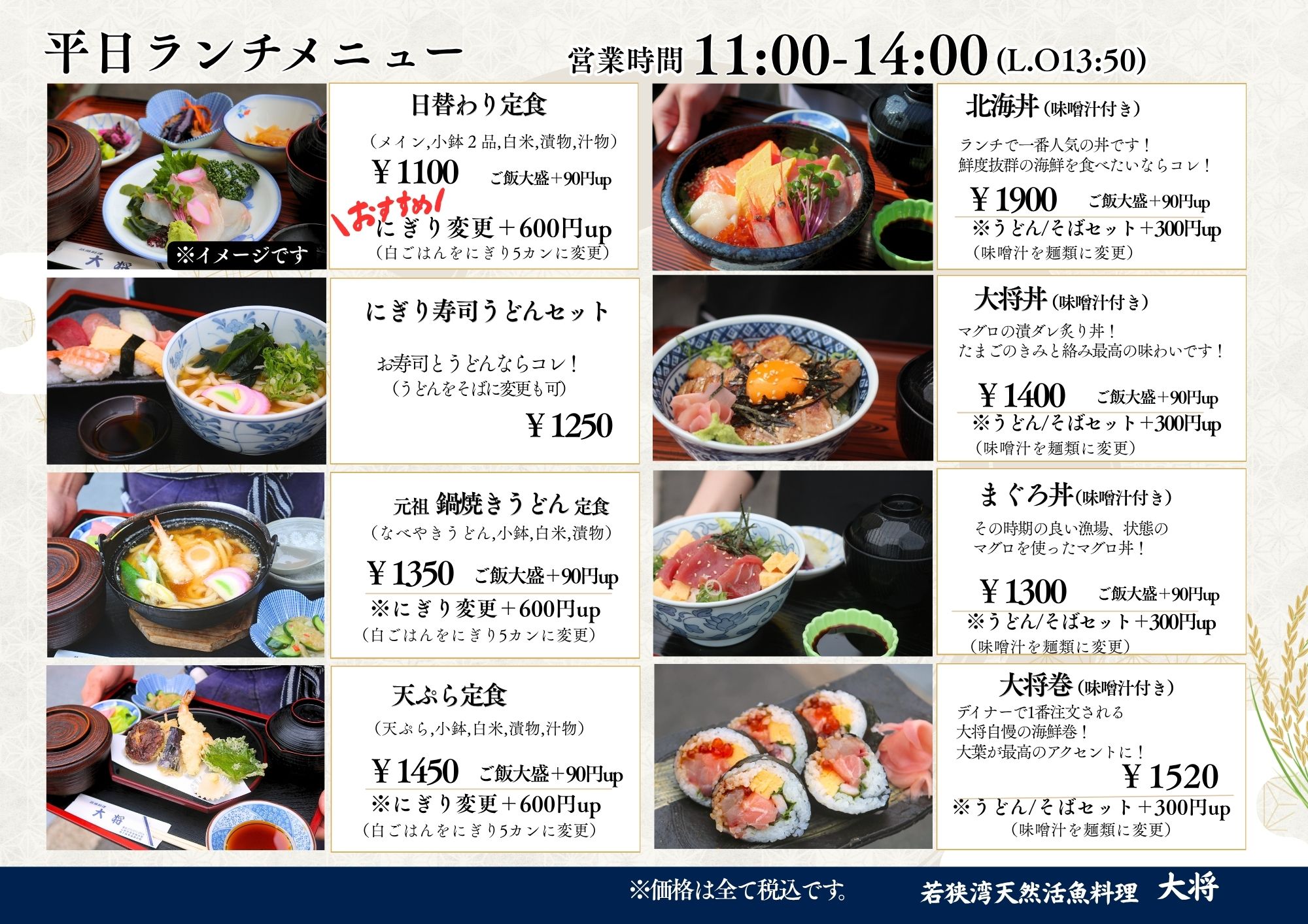 ランチメニュー表 その2